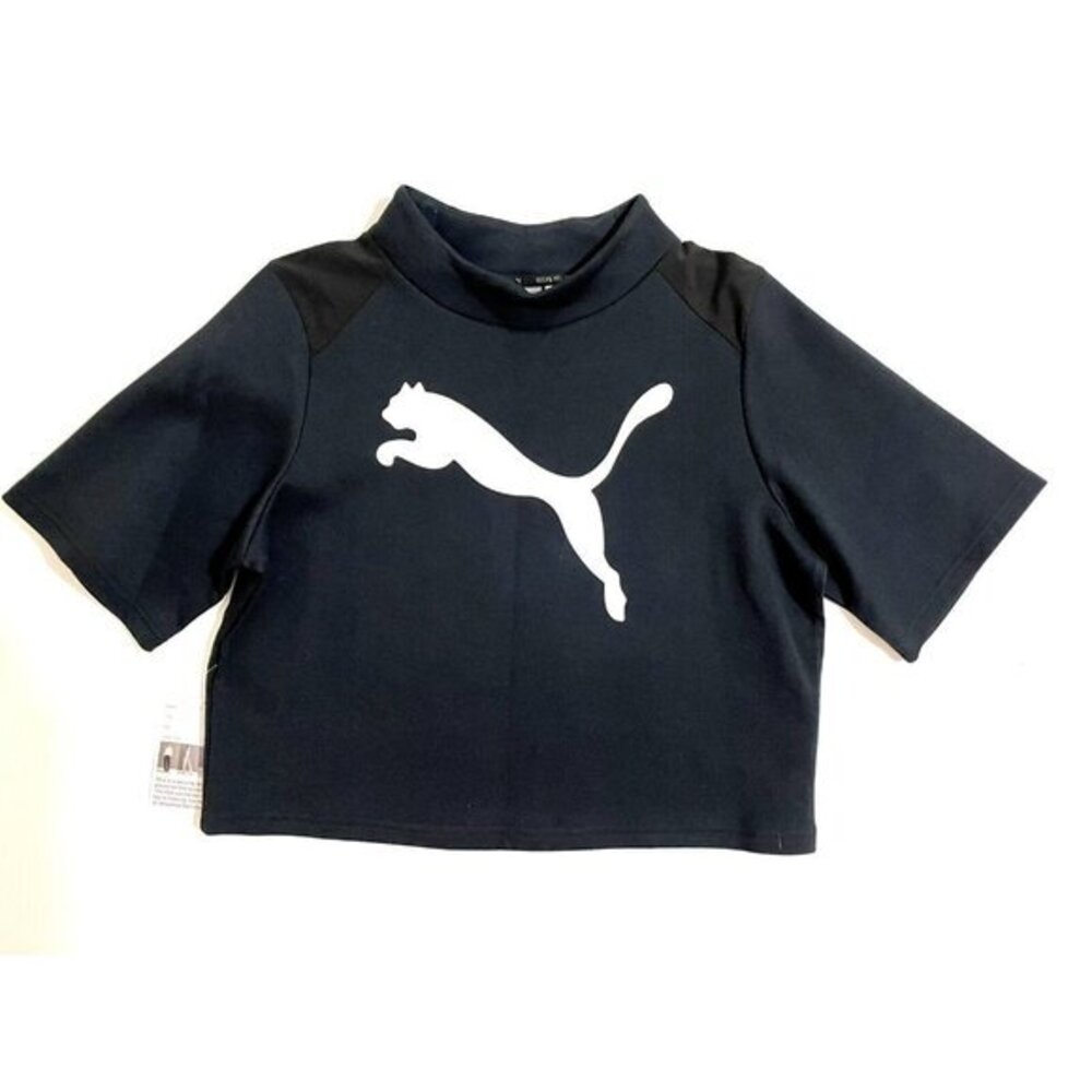Puma Women's Evostripe Sweat Tee Shirt Pullover Sweatshirt Black SZ L NWT